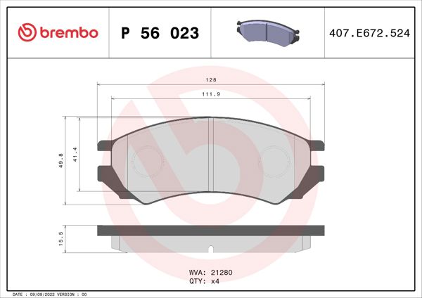 BREMBO P56023 | Fren Balatası Ön Low-Met Nissan