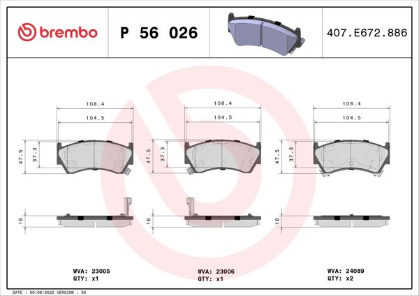 BREMBO P56026 | Fren Balatası Ön Low-Met Nissan
