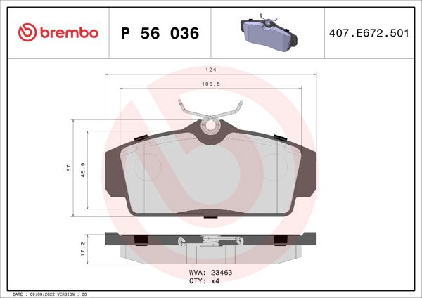 BREMBO P56036 | Fren Balatası Ön Nissan Almera 00-10 Primera P11 96-02 Düz Tip