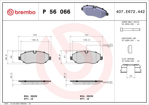 BREMBO P56066 | Fren Balatası Ön Low-Met Renault