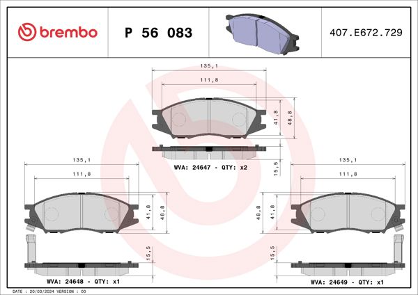 BREMBO P56083 | Fren Balatası Ön (Nissan Almera 1.6 06 /)