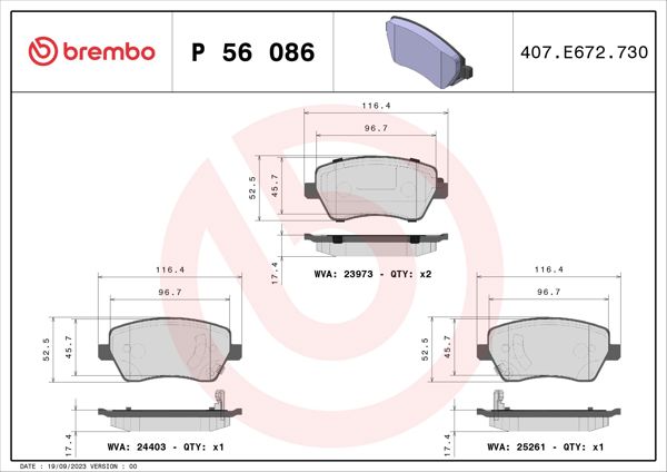 BREMBO P56086 | Fren Balatası Ön Low-Met Renault