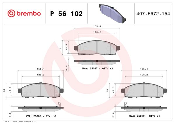 BREMBO P56102 | Fren Balatası Ön Low-Met Mitsubishi