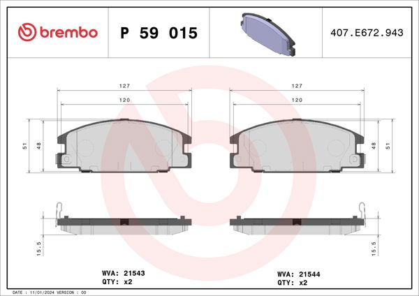 BREMBO P59015 | Fren Balatası Ön Low-Met Chevrolet