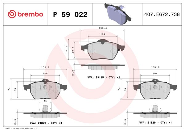 BREMBO P59022 | Fren Balatası Ön Low-Met Chevrolet