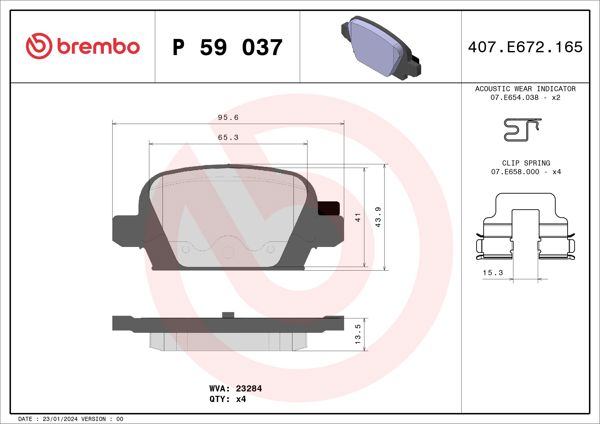 BREMBO P59037 | Fren Balatası Arka Low-Met Opel