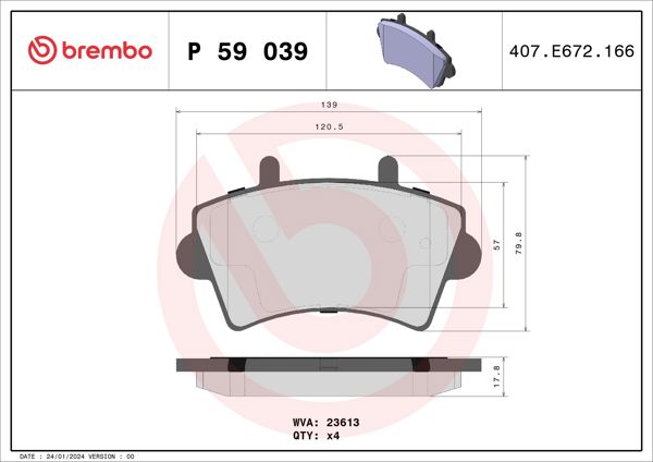 BREMBO P59039 | Fren Balatası Ön Low-Met Opel