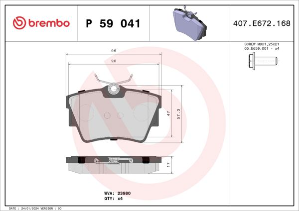 BREMBO P59041 | Fren Balatası Arka Renault Traffic II Traffic III Vivaro Talento 1.6 R9m 1.9 F9q 2.0 M9r