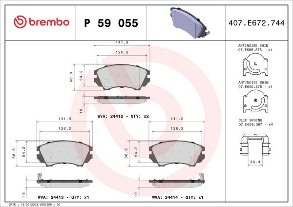 BREMBO P59055 | Fren Balatası Ön 17 (Opel Insignia 08-/ Cascada 13 / 1.4-1.4 Turbo-1.6 Sıdı-2.0 CDTI)