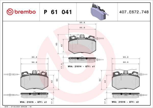 BREMBO P61041 | Fren Balatası Ön Low-Met Citroen