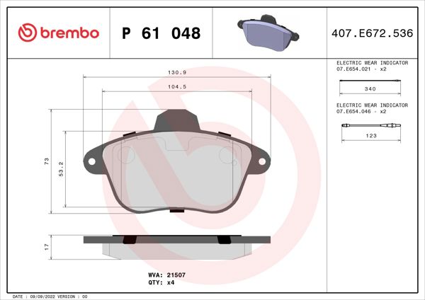 BREMBO P61048 | Fren Balatası Ön Low-Met Peugeot