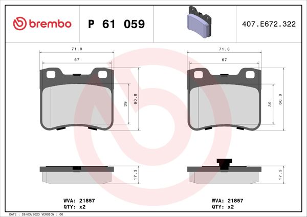 BREMBO P61059 | Fren Balatası Ön Low-Met Peugeot