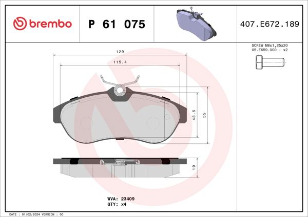 BREMBO P61075 | Fren Balatası Ön Low-Met Citroen