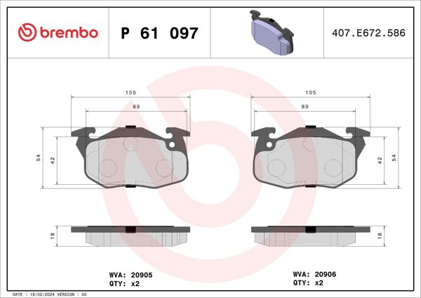 BREMBO P61097 | Fren Balatası Ön Low-Met Peugeot