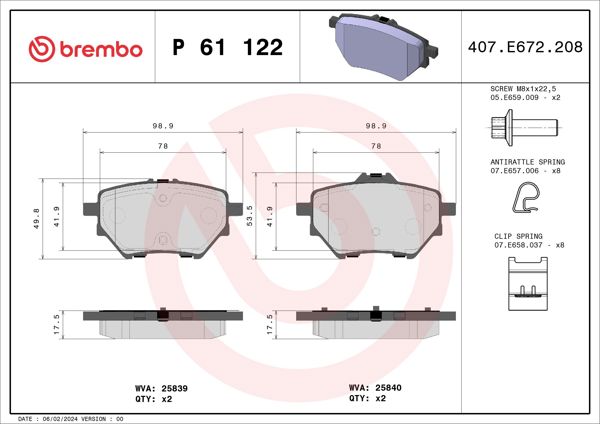 BREMBO P61122 | Fren Balatası Arka Low-Met Opel