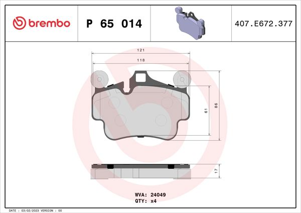 BREMBO P65014 | Fren Balatası Ön Arka Low-Met Porsche