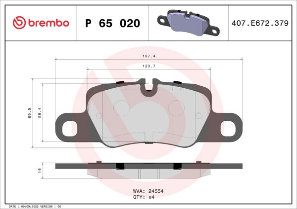 BREMBO P65020 | Fren Balatası Arka Panamera