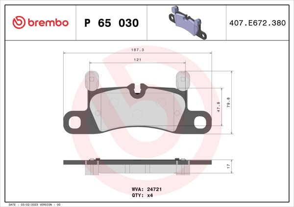 BREMBO P65030 | Arka Fren Balatası-(VW Touareg 10-18 Porsche Cayenne 10 -) Low-Met