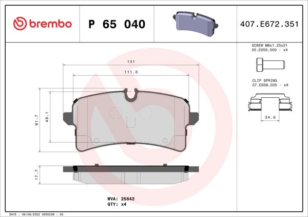 BREMBO P65040 | Fren Balatası Arka Low-Met Porsche