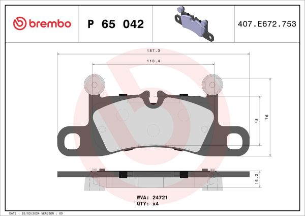 BREMBO P65042 | Fren Balatası Arka Low-Met Porsche