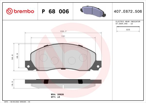 BREMBO P68006 | Fren Balatası Ön Low-Met Opel