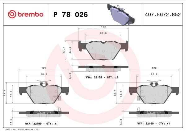 BREMBO P78026 | Fren Balatası Arka (Subaru Impreza 1.6 İ Awd 16-/ Outback 2.0 2.5 15 -) Low-Met