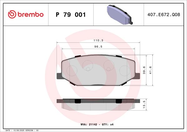 BREMBO P79001 | Balata Fren Ön-(Suzuki Samuraı-Sj413 86 / 00 / Jımny 98 / /)