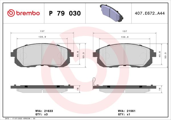 BREMBO P79030 | Fren Balatası Ön Low-Met Suzuki