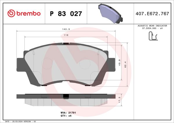 BREMBO P83027 | Fren Balatası Ön Low-Met Toyota