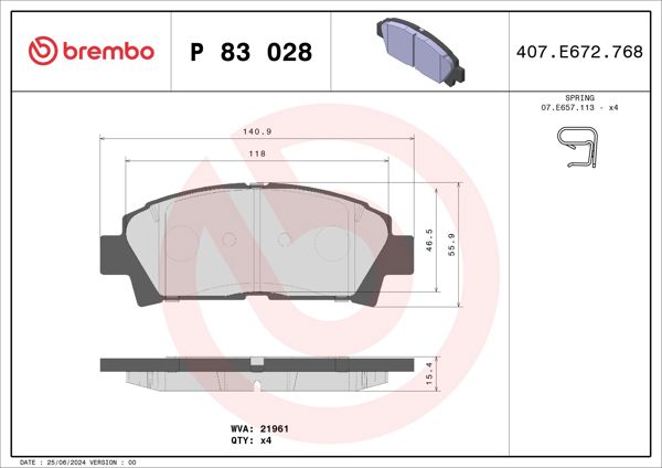 BREMBO P83028 | Fren Balatası Ön Low-Met Toyota