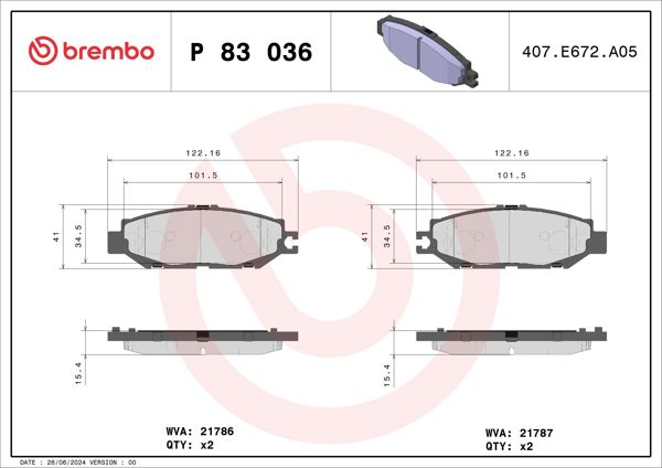 BREMBO P83036 | Fren Balatası Arka Low-Met Toyota