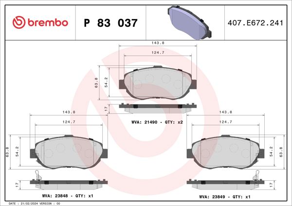 BREMBO P83037 | Fren Balatası Ön Lexus Gs 300 400 430 Toyota Arısto 3.0 90-97