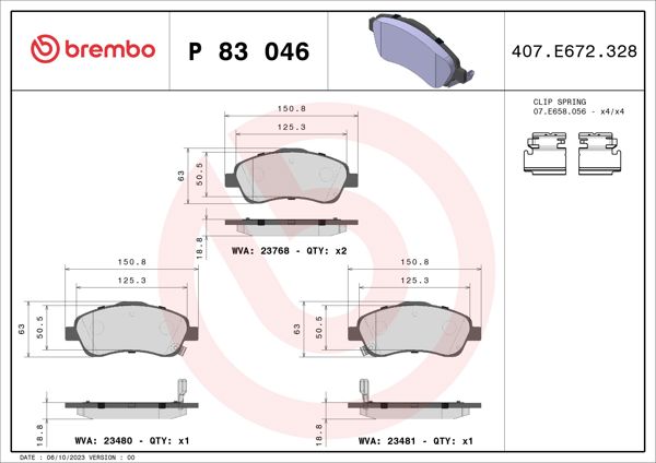 BREMBO P83046 | Fren Balata Seti Avensis 03-08 Ön