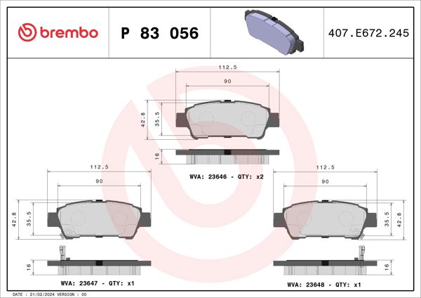 BREMBO P83056 | Fren Balatası Arka Low-Met Toyota