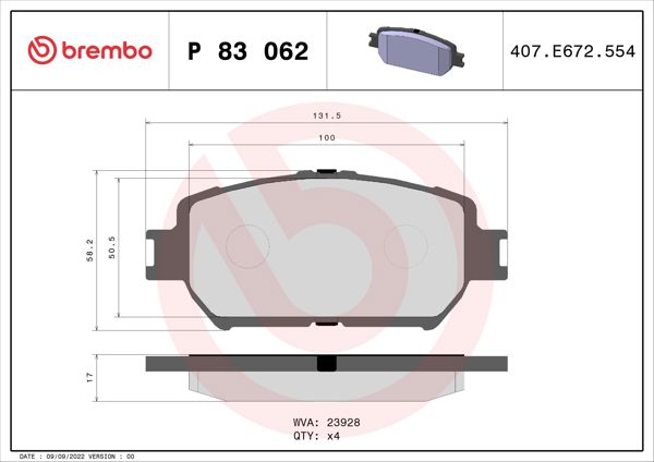 BREMBO P83062 | Fren Balatası Ön Low-Met Toyota
