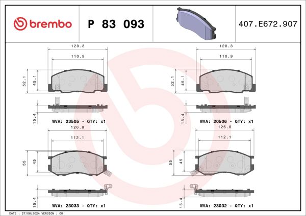 BREMBO P83093 | Fren Balatası Ön Low-Met Toyota