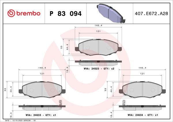 BREMBO P83094 | Fren Balatası Ön Low-Met Toyota