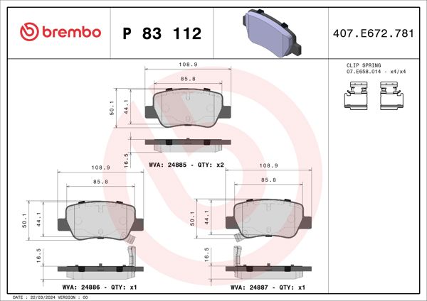 BREMBO P83112 | Fren Balatası Arka-(Toyota Avensis 09 / 12)