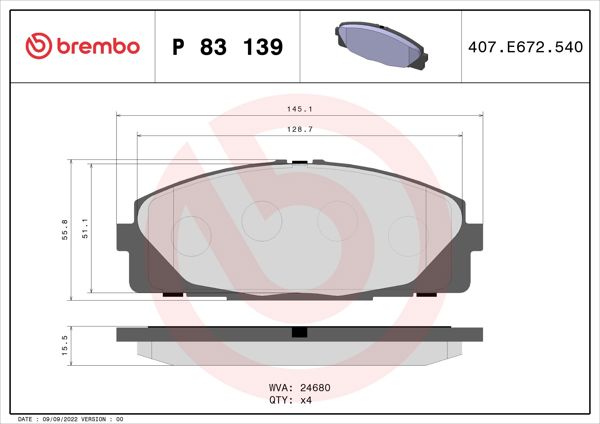 BREMBO P83139 | Fren Balatası Ön Low-Met Toyota