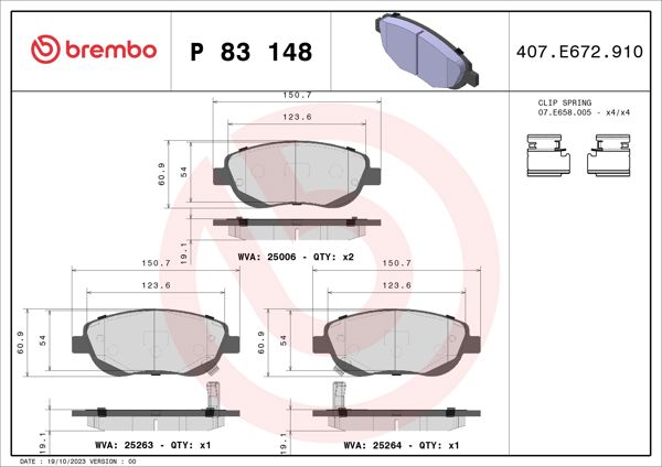 BREMBO P83148 | Fren Balatası Ön Low-Met Toyota