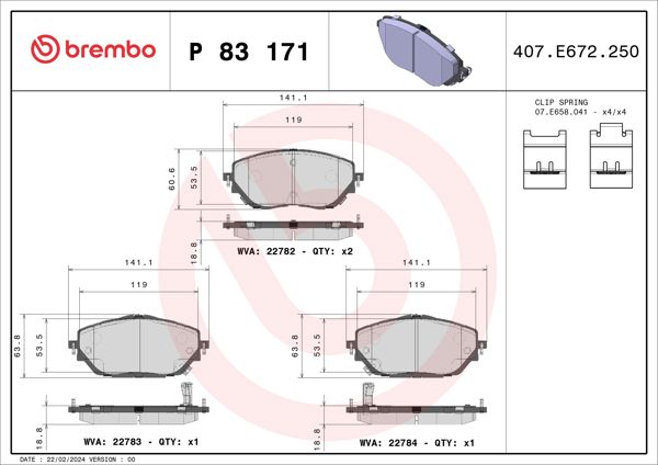 BREMBO P83171 | Fren Balatası Ön Low-Met Toyota