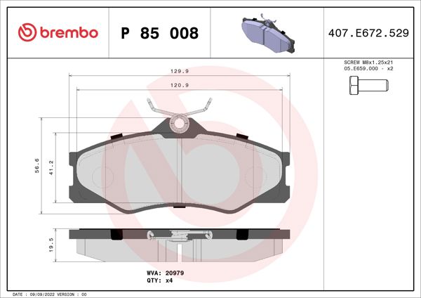 BREMBO P85008 | Fren Balatası Ön Low-Met VW