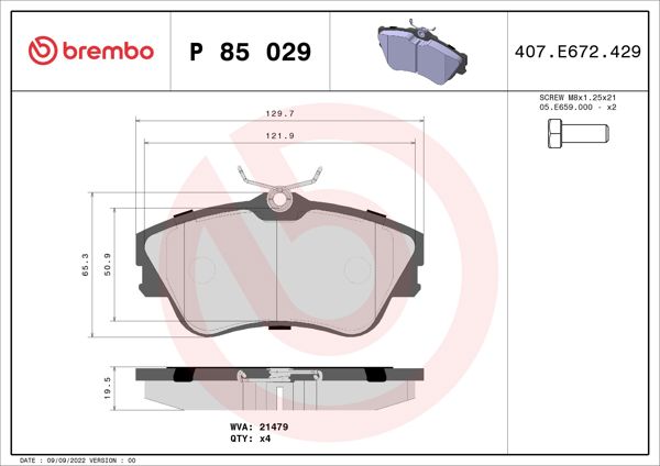 BREMBO P85029 | Fren Balatası Ön Low-Met VW