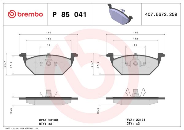BREMBO P85041X | Fren Balatası Ön Xtra Audi