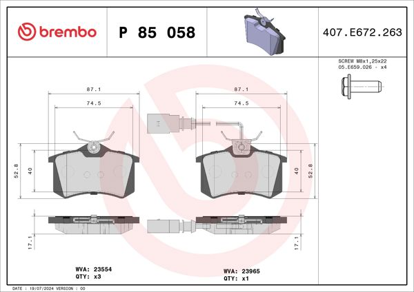BREMBO P85058 | Fren Balatası Arka Low-Met Ford