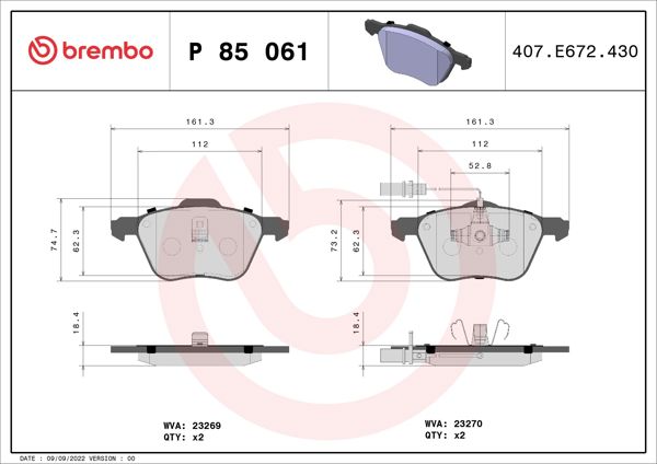 BREMBO P85061 | Fren Balatası Ön Low-Met Ford