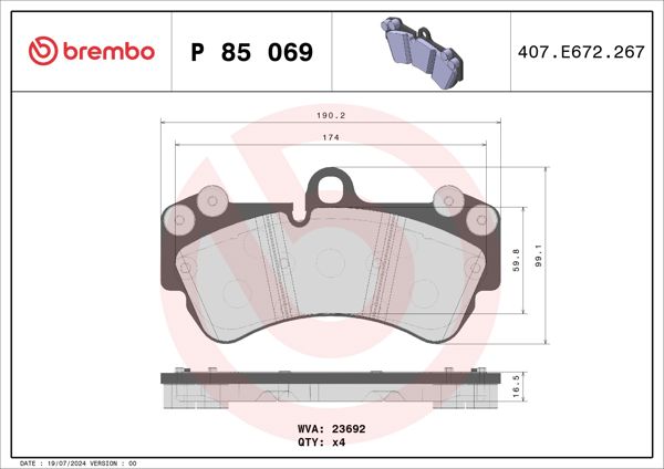 BREMBO P85069 | Fren Balatası Ön Touareg 02 > 10