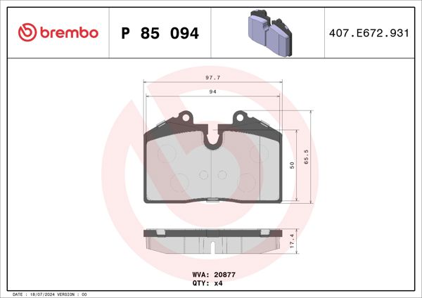 BREMBO P85094 | Fren Balatası Ön Arka Low-Met Audi
