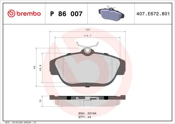 BREMBO P86007 | Fren Balatası Ön Low-Met Volvo