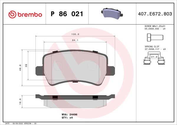 BREMBO P86021 | Arka Fren Balatası Range Rover Evoque Freelander II S-Max Galaxy III Mondeo IV Volvo S60 S80 V60 V70 Xc60 Xc70
